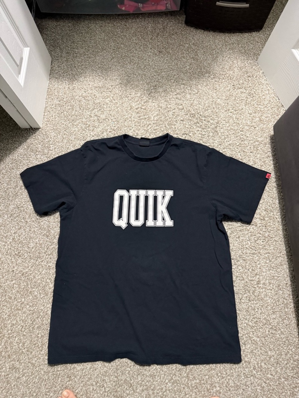 Quiksilver Black Tee with White QUIK Chest Logo